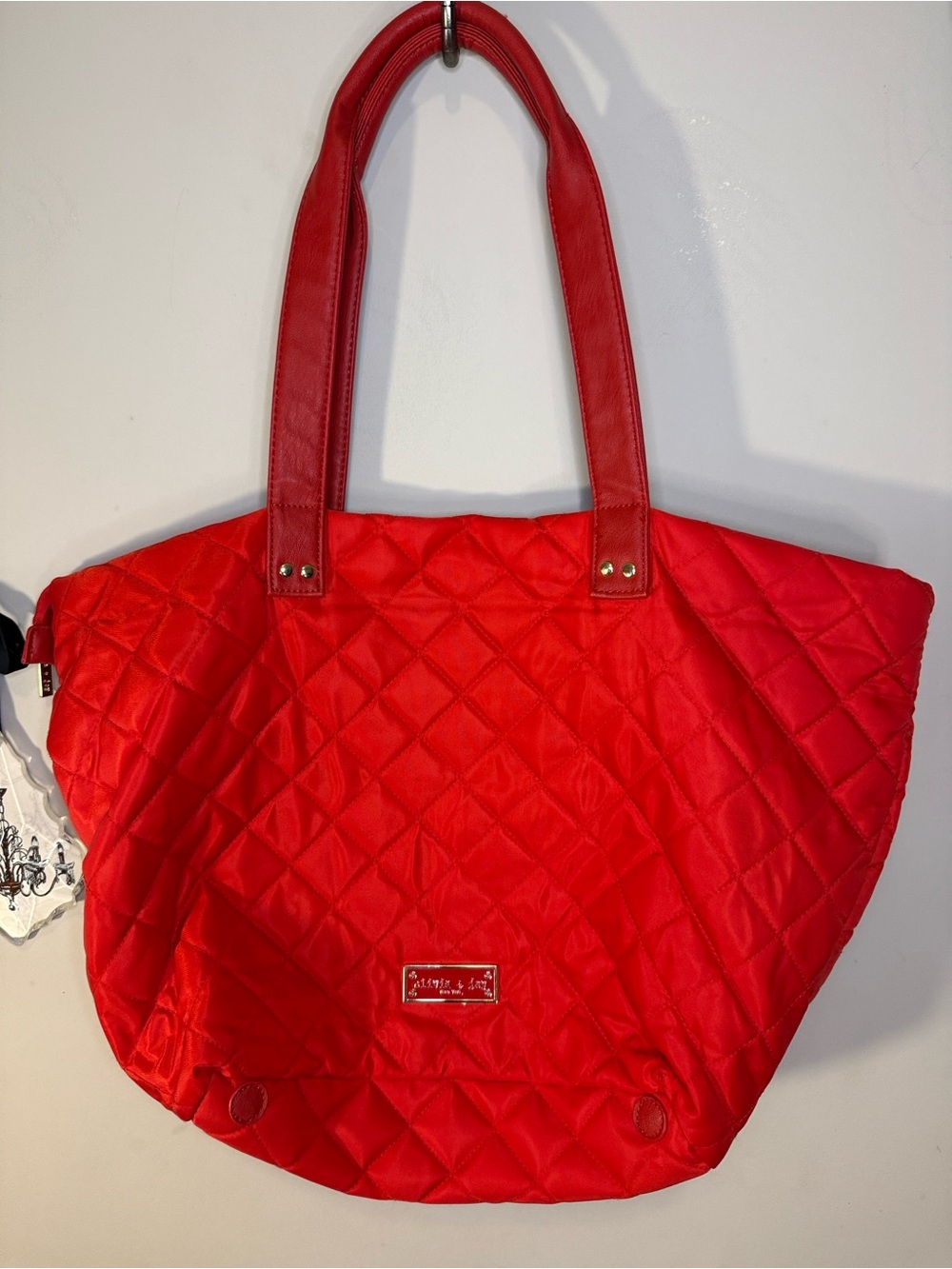 Olivia + Joy Red Quilted Tote Bag